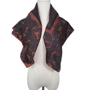 30x30 Vintage Brown and Orange Paisley Dark Academia Scarf